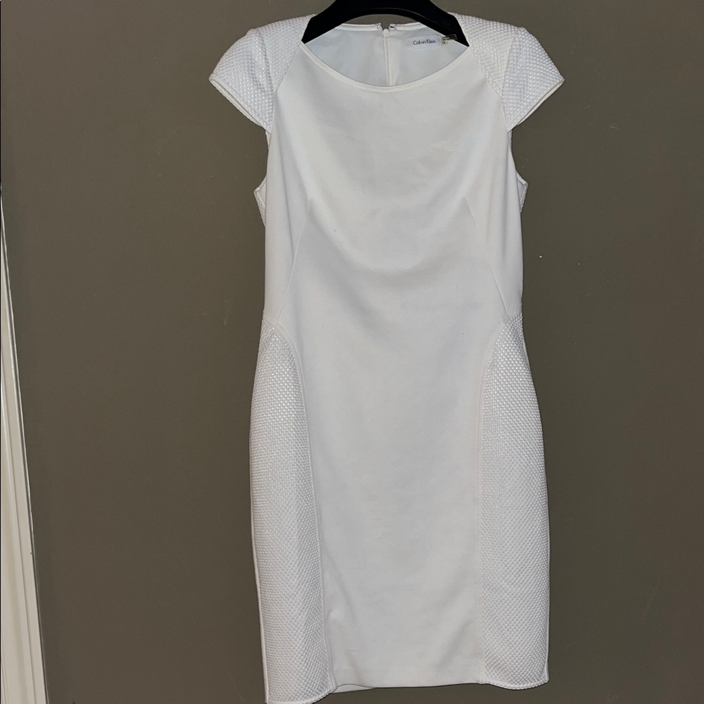 Calvin Klein White Textured Dress
